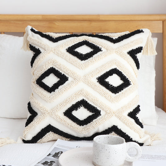 Bohemian Line Tufting Pillow Cover Simple Prismatic